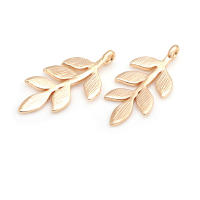 Colgantes de hojas de árbol de latón de Color dorado de 18K, accesorios para collar y pendientes, joyería Diy de alta calidad - details 27