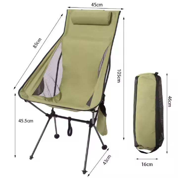 Silla de Camping plegable portátil con reposacabezas, sillas de turismo ligeras, silla de pesca de aleación de aluminio, muebles de exterior - 1