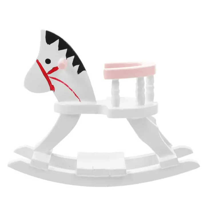 Mini muebles de Casa coloridos 1:12, accesorios de bolsillo para habitación de niños, caballo balancín, manualidades de madera - 1