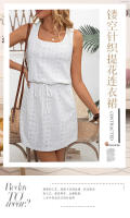 Vestido sin mangas de jacquard de punto hueco con cuello en U para mujer - details 0