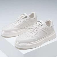 Nuevos zapatos blancos genuinos de alta calidad para hombre, zapatos de cuero de Italia, capa superior, zapatillas con elevador de Color desnudo puro para hombre - details 3