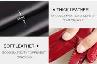 Guantes de piel de oveja para mujer, manoplas cortas de terciopelo fino para pantalla táctil, de cuero, de buena calidad, para invierno, 2226 - details 9