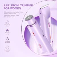 Recortadora de bikini de doble cabezal para mujer, afeitadora eléctrica inalámbrica impermeable, carga USB tipo C, depilación de cuerpo completo, segura y cómoda (púrpura) - details 0