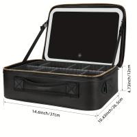 Gran necesidad de viaje con espejo LED iluminado, brillo ajustable, estuche de cosméticos profesional con soporte para brochas - details 1