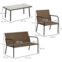 Juego de 4 Piezas de Muebles de Jardín con 2 Sofás Individuales, 1 Sofá de 2 Plazas y 1 Mesa con Vidrio Templado - details 6