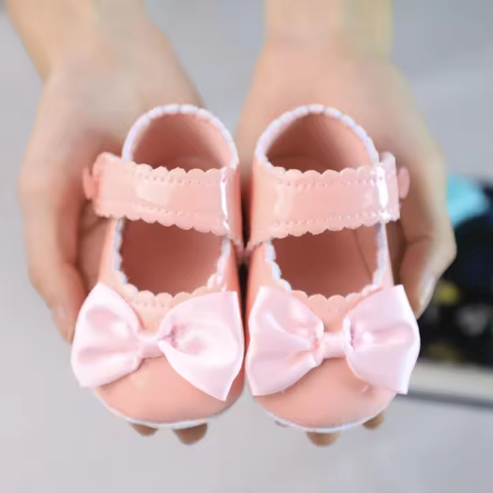 Zapatos planos transpirables con lazo elegante para bebé y niña pequeña, primer par de zapatos delanteros, moda Mary Jane - 1