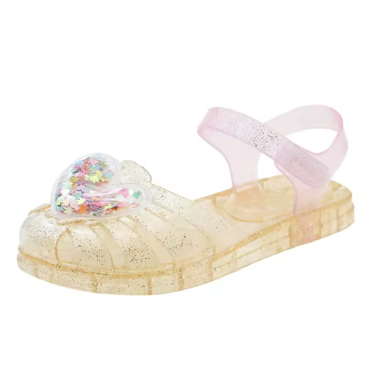 Zapatos de gelatina bolsa cabeza Velcro zapatos de playa amor bebé suela suave zapatos de cristal. - 1