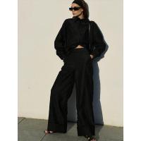 Pantalones de pierna ancha de cintura alta para mujer cómodos y sueltos primavera otoño - details 5
