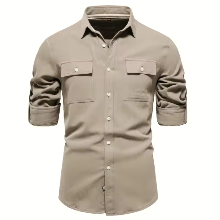 Camiseta informal de negocios con bolsillo a rayas para hombre, manga corta, novedad de verano - 1