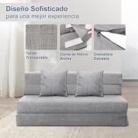 70 x 190 cm Sillón Cama Plegable, Sofá Cama Plegable con Espuma de Memoria y Almohada, Colchón de Suelo para Yoga, Oficina, Salón, Futon Sofá Cama Portada Lavable Unos, Gris Claro - details 38