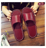 Casa antideslizante fondo suave salón de belleza piso de madera interior color sólido zapatillas de cuero para hombres y mujeres - details 39