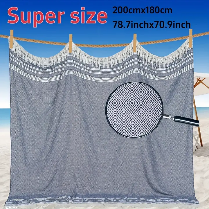 Manta de toalla de playa turca gigante, manta bohemia extra grande, manta extra grande de secado rápido, suave, fina, sin arena, compacta, grande, sin arena, resistente a la arena, regalo para mujeres, hombres y adultos. - 1