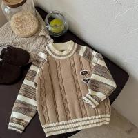Pulóver de Algodón para Niño Pequeño Rayas Arcoíris, Cuello Redondo, Abrigo de Punto Desgarrado - details 3