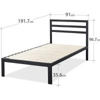 Cama 90x190 cm - Altura 36 cm con almacenaje debajo de la cama - Estructura de cama de plataforma de metal con cabecero - Negro - details 1
