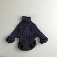 Suéteres de invierno para niños y niñas, jersey corto a cuadros liso, prendas de punto de cuello alto, ropa para niños - details 18
