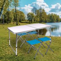 Mesa de Camping Plegable Portátil para 4 Personas Altura Regulable 4 Taburetes Incluidos - details 1
