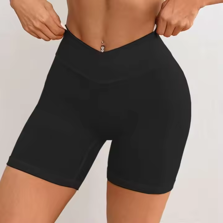 V Cross Cintura Yoga para Mujer Sensación Desnuda Entrenamiento 3.5 Running Fiess Pantalones Cortos Deportivos - 1