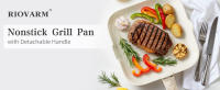 RIOVARM 28 cm Inducción Sartén grill con asas desmontables Antiadherente Sartenes para asar a la parilla con vertedor Sartén para filetes sin PFOA Para todas las estufas Apto para lavavajillas y horno - details 0