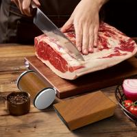 Juego de afilador de cuchillos rodante de madera de primera calidad con 15 °   & 20 °   Ángulos magnéticos |   Ideal para cuchillos de cocina, cuchillas y tijeras de chef: duradero, lavable, no requiere ensamblaje, marrón claro, kit de afilado de cuchillo - details 3