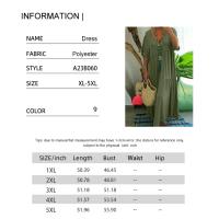 Vestido de talla grande para mujer, verano 2025, manga corta, plisado, Color sólido, informal, por debajo de la rodilla, dobladillo, vestido suelto XL-5XL - details 0