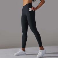 Leggings cruzados para mujer, pantalones de yoga con bolsillo, malla deportiva transpirable para correr y andar en bicicleta, leggings de entrenamiento de cintura alta - details 7