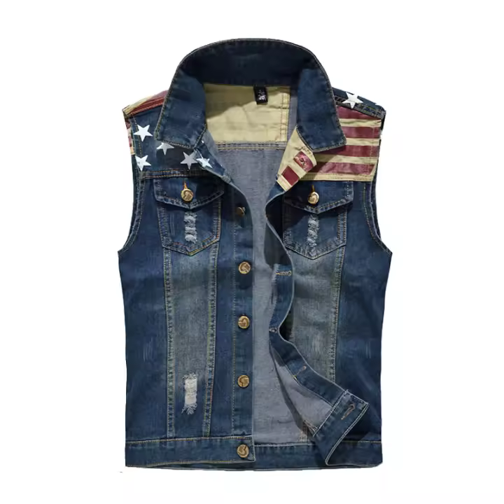 Chalecos de mezclilla para hombre Primavera-Verano Ropa de trabajo de algodón a rayas Jeans - 1
