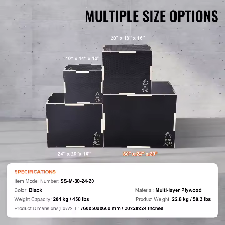Succebuy Plyometría Salto Box 3 en 1 Plataforma y Caja de Salto para Entrenamiento en Gimnasio en Casa Equipo de Fitness Antideslizante - 1