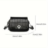 Elegante bolso cruzado negro de cuero genuino para mujer con patrón de cocodrilo, correa desmontable y cierre de cremallera - Bolso de hombro compacto para uso diario, bolso de viaje seguro |   Accesorio Elegante |   Bolso de cuero genuino, bolso cruzado - details 0