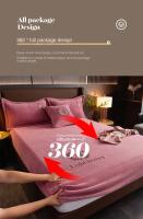 Cubierta de Cama de Terciopelo Engrosado Juego de Sábanas Elásticas de Color Sólido para Cama de Rey y Amarilla - details 11