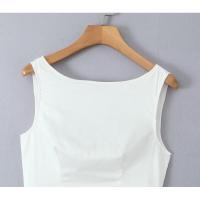 Vestido midi largo sin mangas para mujer, elegante con diseño sin espalda, cuello redondo, cinturilla, corte en A, ideal para fiestas y verano - details 5