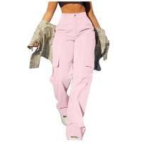 Pantalones Harajuku de lino y algodón, pantalones de pierna ancha de cintura alta de sarga elástica, ropa informal de pierna recta Chino Y2k, moda 2024 - details 1
