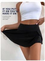 Culottes deportivos de cintura alta para mujer, falda de secado rápido antiligera con forro de tenis Fiess, adecuada para correr y Yoga - details 1