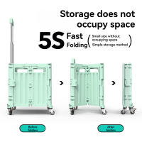 Carrito de Utilidad Plegable Portátil Caja de Herramientas con Tapa Cesta para Compras con 4 Ruedas Giratorias Ideal para Compras, Oficina, Viajes, Acampar - details 3
