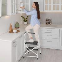 Escaleras Plegables de 3 Escalones, Capacidad de 272KG con Pedales Antideslizantes Anchos, Taburete Escaleras de Mano de Acero, Manubrio de Esponja, Uso en Interiores y Exteriores, Negro - details 21