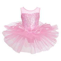 Vestido de baile de Ballet para niñas, sin mangas, lentejuelas brillantes, leotardo de malla, tutú, Ropa de baile, gimnasia, patinaje, disfraz de escenario actuación - details 13