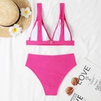 Conjunto de Bikini de Cintura Alta de V-Neck Sexy Traje de Baño de Push Up Negro para Mujeres - details 31