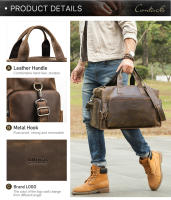 CONTACT'S-Bolsa de equipaje Vintage de cuero genuino para hombre, bolso de viaje de negocios, bolso de hombro de gran capacidad - details 8