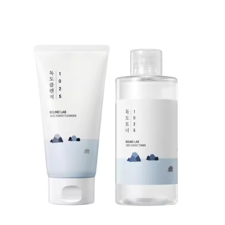 ROUND LAB 1025 Set Limpiador Dokdo 150ml+Tónico Dokdo 200ml |   Hidratación, exfoliación suave, calmante, tónico facial, limpieza. - 1
