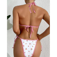 Conjunto de bikini ajustado con pelo transparente y encaje plano con estampado floral - details 2