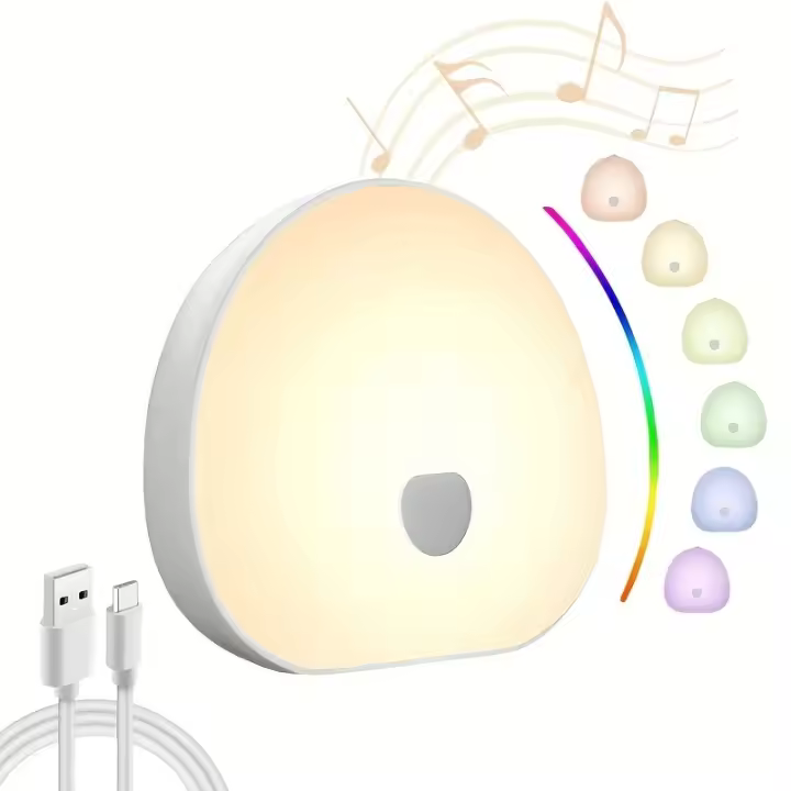 Luz de Noche de Ruido Blanco Regulación Ininterrumpida, Colores, Temporizador, Sonidos de Dulces sueños, Función de Memoria, Dispositivo de Dormir Portátil con Batería Recargable 1200Mah - 1
