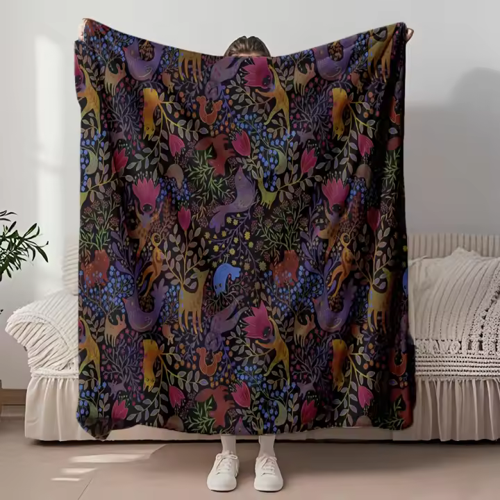 Manta de Franela Cozy Decoración de Temporada Otomi Arte Mexicano-Japonés - 1