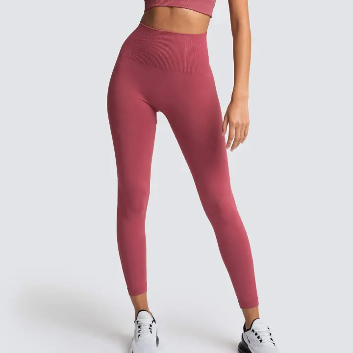 Pantalones de Yoga de Cintura Alta Cinturón Elástico, Sin Costuras, Transpirables, Levantamiento de Cadera, Ajuste Ajustado - 1