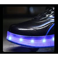 YUNICUS Led Light Boys Girls Shoe USB Charging Black Two Wheels Luminous Sneakers Roller Skate Shoes for Children Kids Led Shoes - details 5