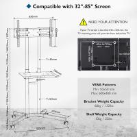 Bontec Soporte Universal para TV Móvil, Compatible con Plasma LCD/LED/OLED, 32-85 Pulgadas, Carga Máxima 60kg, MAX VESA 600 x 400 mm - details 4