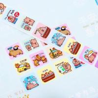 1 rollo de pegatinas de Capybara para niños, pegatina de recompensa, etiquetas de dibujos animados, Día de San Valentín, etiqueta de cara feliz sonrisa, regalo de cumpleaños - details 4