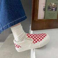 Zapatos Casuales de Cuero con Suelas Gruesas Mocasines de Cuadros para Mujer y Hombre - details 7