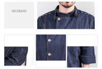 Uniforme de chef de algodón de mezclilla de alta calidad para hombre, ropa de trabajo de panadería de restaurante de cocina, chaqueta con delantal, abrigo de cocinero de servicio de alimentos - details 0