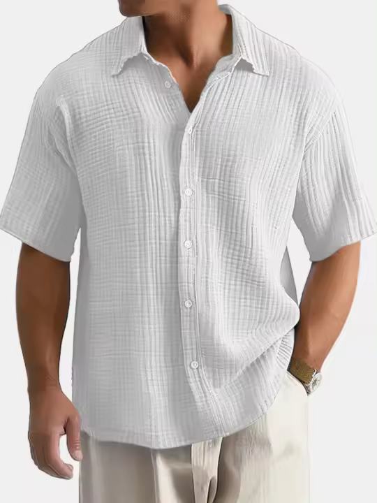 2025 nueva camisa casual de manga corta de algodón con solapa para hombre ropa para hombre - 1