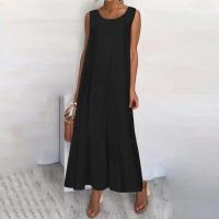 Elegante Vestido Maxi Blanco para Mujer Moda de Verano 2024 Cuello Redondo, Manga Sin Agarrar, Vestidos Largos - details 2