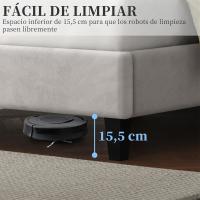 Tapizado en terciopelo Cama de matrimonio con cabecera ajustable en altura Marco de cama Soporte con listones de madera 160 × 200 cm Beige - details 5